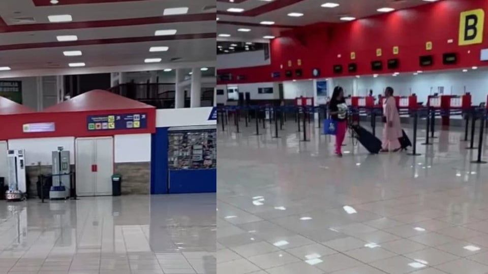 Aeropuerto de La Habana, a oscuras y vacío