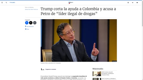 ¡Se Harden! Trump le pone el pie a Petro: Corta la ayuda a Colombia y lo llama traficante, ¿Qué se formó? ¡Entérate de todo!