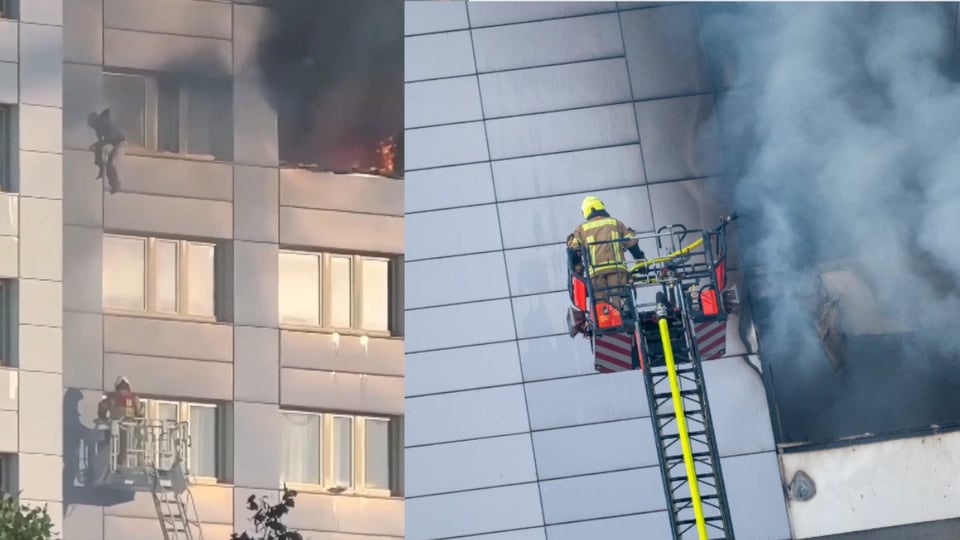 ¡Mujer se lanza al vacío y bombero la atrapa en pleno incendio en Berlín!