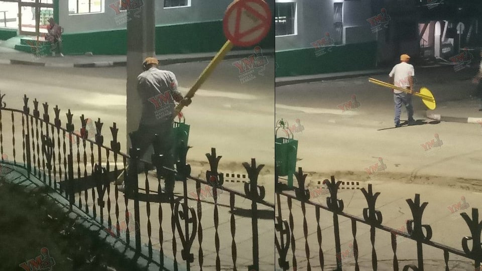 Hombre roba señal de tránsito y vecinos de San Luis exigen su reposición