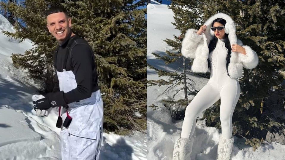 ¡Bebeshito en la nieve como croqueta con escarcha y Rachel Arderi en blanco impoluto!