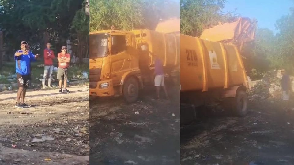 ¡Tremendo bochinche! ¡Pusieron un vertedero con fuego alante de la escuela en San Miguel!