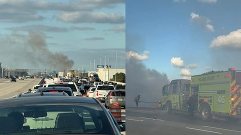 Incendio de Rastra Paraliza la Autopista Turnpike en Miami