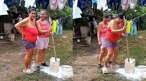 Cubanas Improvisan Lavadora Casera Ante Constantes Apagones