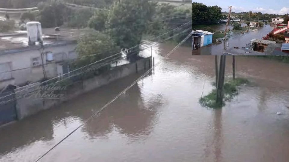 Lluvias torrenciales inundan casas en Guásimas, Cuba