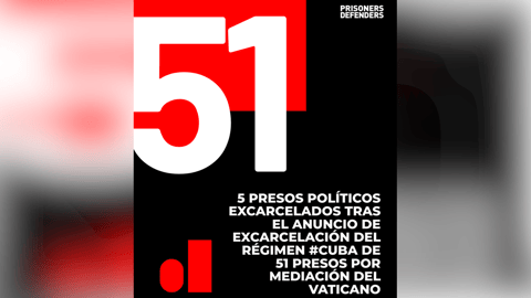 Cuba Libera Cinco Manifestantes del 11J Entre 51 Excarcelados, Pero Supera los 1.200 Presos Políticos