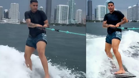 Dany Ome sorprende con su notable transformación física practicando wakesurf en Miami