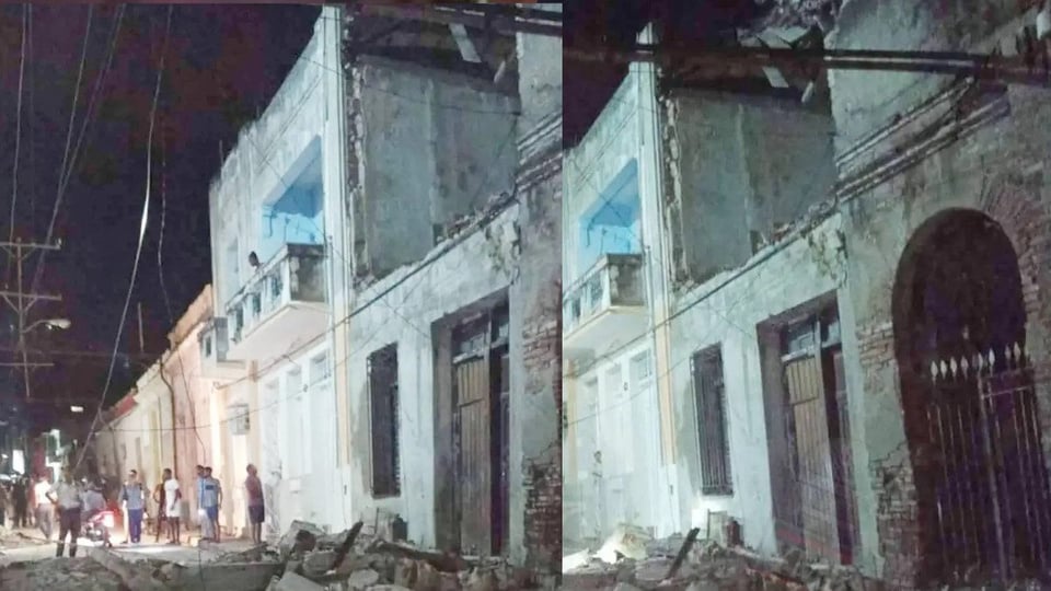¿Se vino abajo un pedazo de Santiago de Cuba? Fachada se desparrama en plena calle