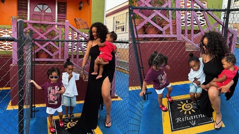 Rihanna Conduce a Sus Hijos a Su Calle Natal en Barbados