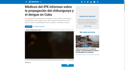Expertos del IPK alertan sobre crisis sanitaria por chikungunya y dengue en Cuba