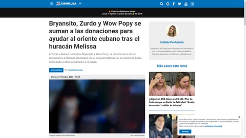 ¡La solidaridad que no se apaga! ¡Famosos cubanos se unen para ayudar al oriente tras el huracán Melissa!