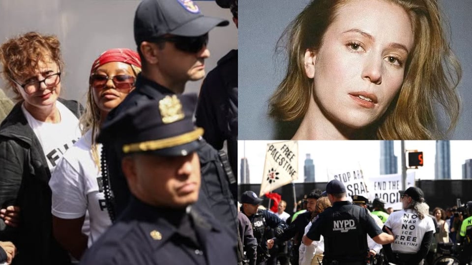¡Susan Sarandon y Hannah Einbinder, esposadas en NY por protestar contra Netanyahu!