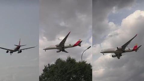 Iberia Airbus A350 Makes Smooth Landing in Madrid Amidst Strong Crosswinds