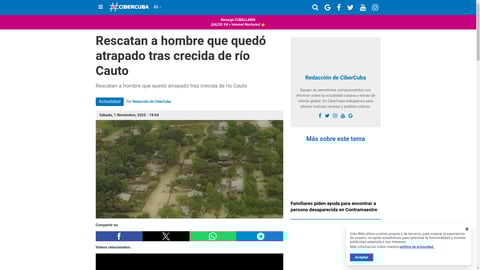 ¡De película! Rescatan a hombre tras 72 horas de angustia en las aguas embravecidas del río Cauto