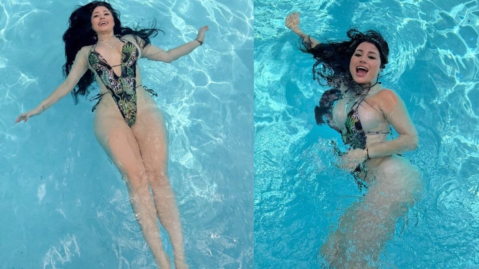 ¿Flotando y en Paz? ¡Heydy González la Lía en Instagram con Bañador Tropical!