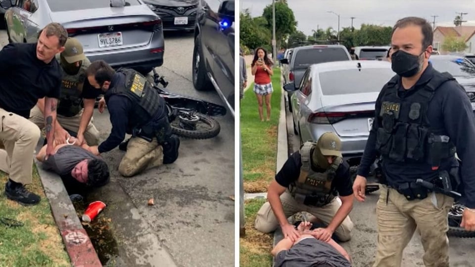 ¡Le dieron con to' y bicicleta! Agentes de ICE atropellan y 'chicharrean' a un ciclista en California