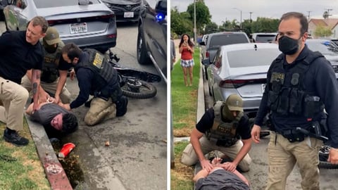 ¡Le dieron con to' y bicicleta! Agentes de ICE atropellan y 'chicharrean' a un ciclista en California