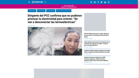 ¡Cierren todo! Dirigente del PCC suelta la bomba: 'Se van a desconectar las termoeléctricas' ante Melissa