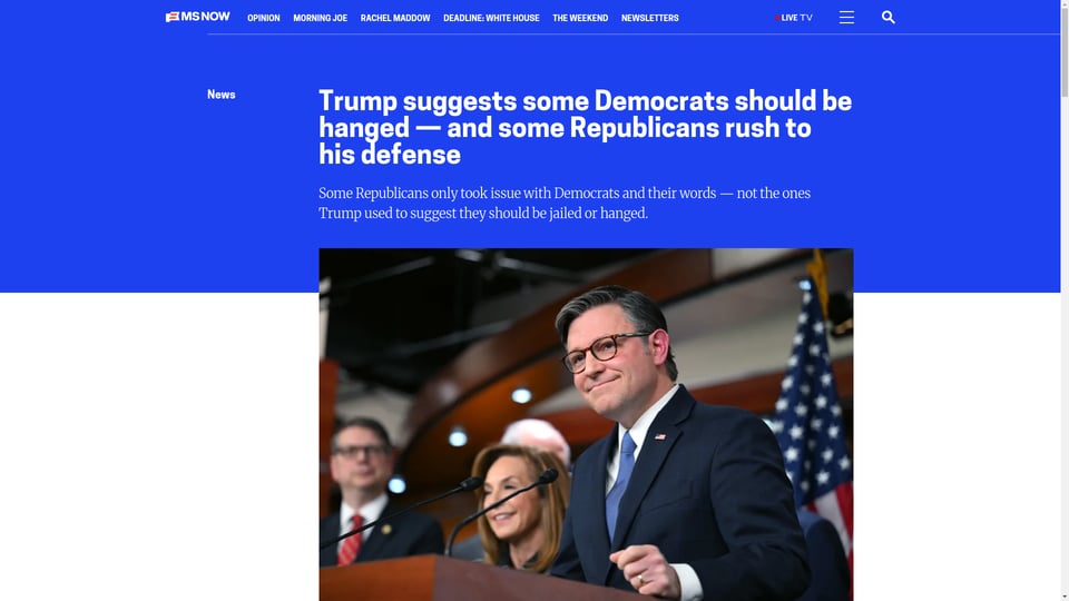 Trump Suggests Hanging Democrats, Republicans Offer Varied Defenses