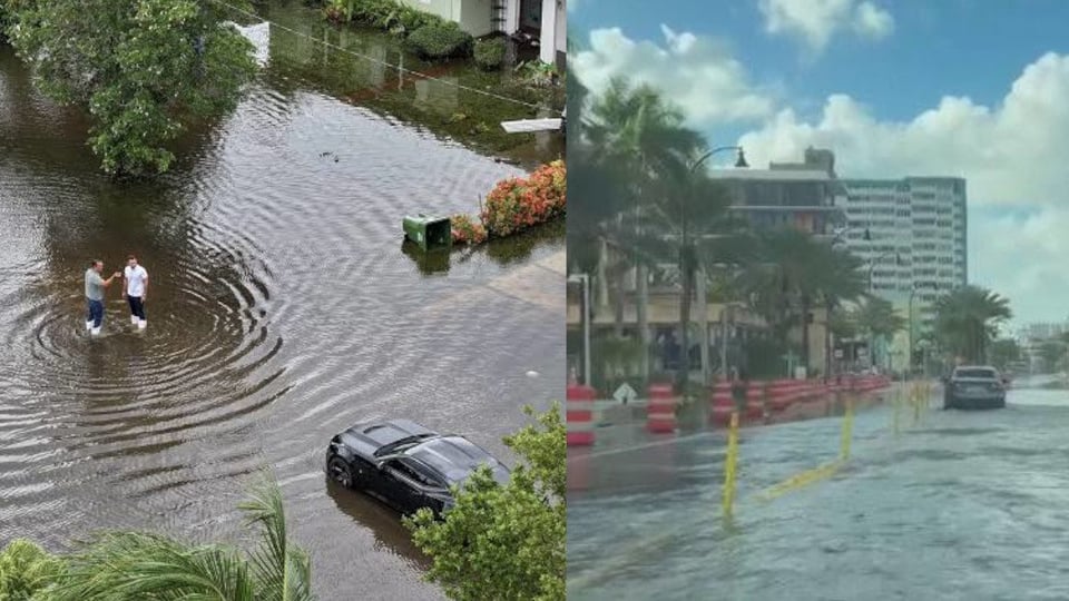¡El Sur de la Florida Bajo el Agua! Marea Histórica Desborda Calles y Causa Caos