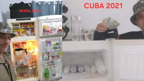 Cubano ilustra el contraste de vida entre Cuba y Brasil con su refrigerador