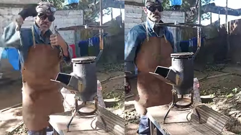 Cubano en Caibarién Inventa Fogón Ingenioso Ante la Escasez