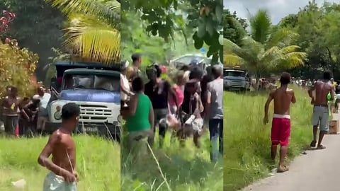 Multitud saquearla un camión de aceite en La Habana ante la policía