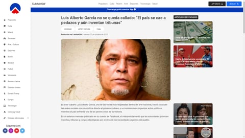 Actor cubano Luis Alberto García critica al gobierno por priorizar actos políticos sobre crisis nacional