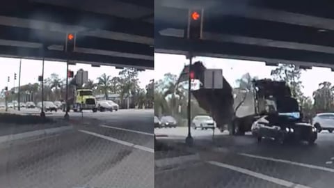 Camión pierde contenedor al chocar contra puente en Naples, Florida