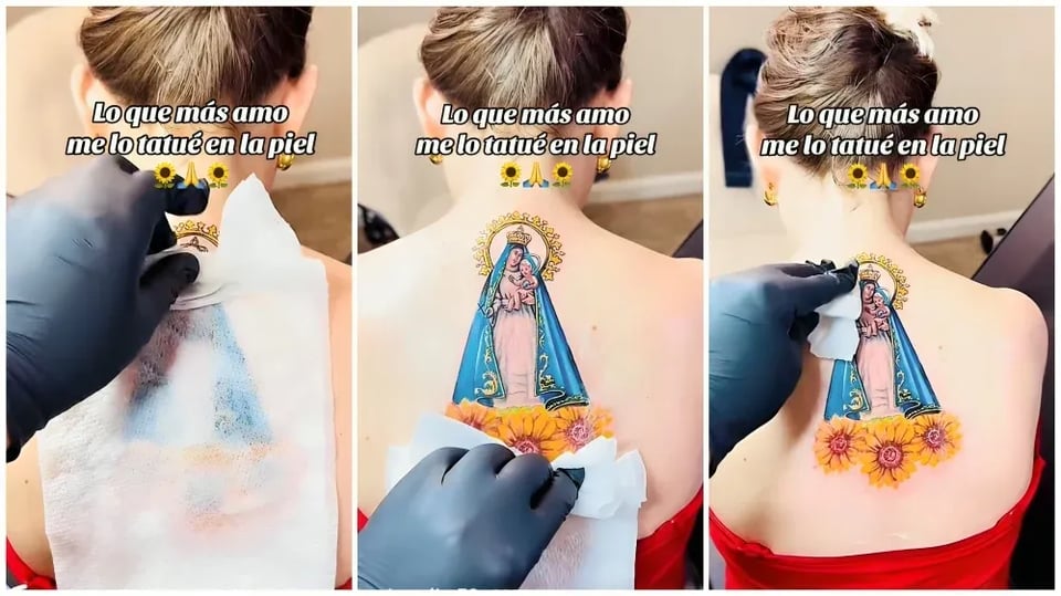 Joven cubana se tatúa a Cachita y emociona a todos en TikTok