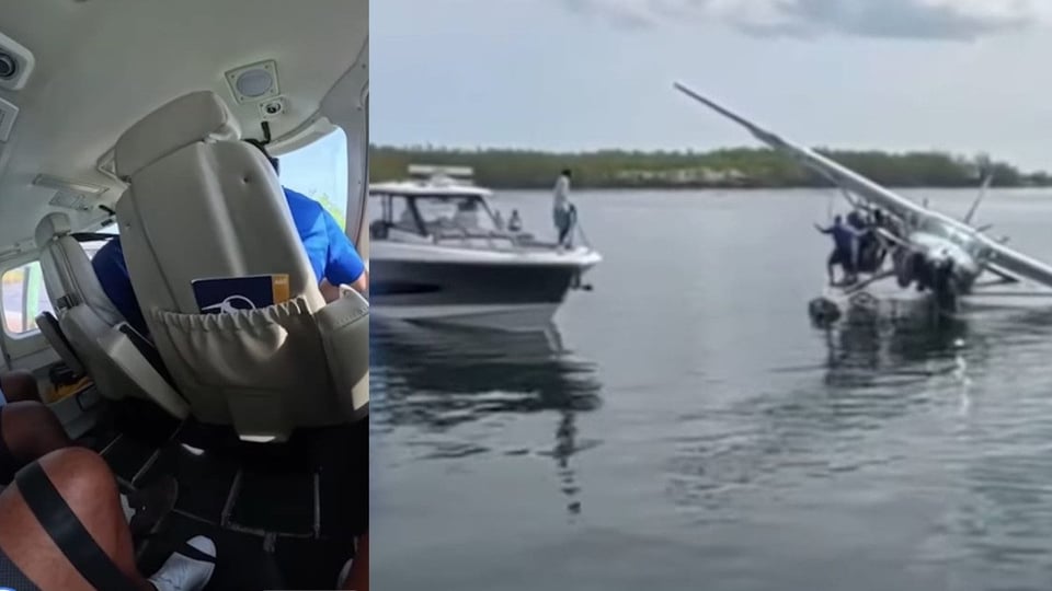 ¿Qué bochinche es este en Bahamas? ¡Diez vivos de una hidroavioneta que se dio canto contra un muelle!