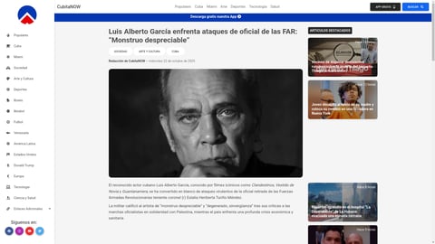 ¡Escándalo en Cuba! Militar llama 'monstruo' a reconocido actor por criticar al gobierno