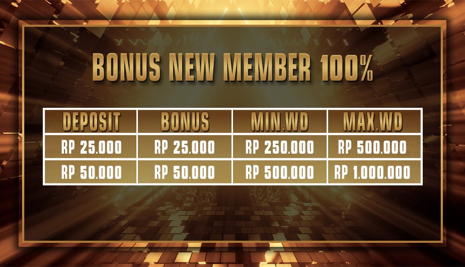 Bonus new member 100%