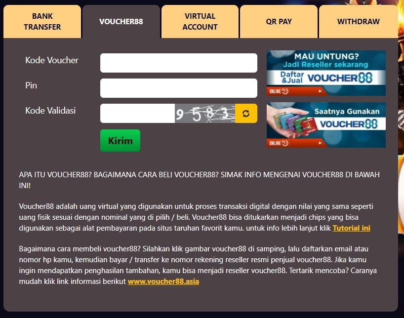 Cara Deposit Voucher88 Kemonbet 3