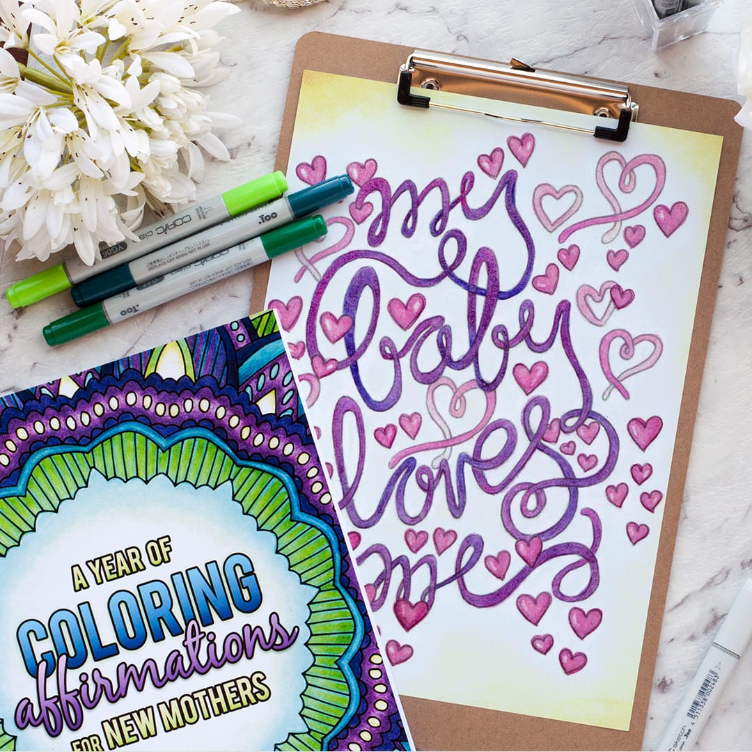 Free printable coloring page for adult - my baby loves me