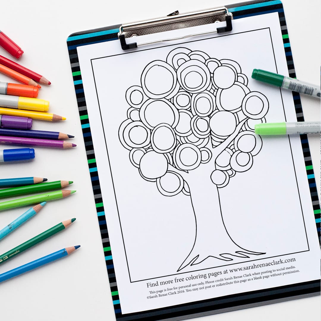 Idea Tree, a free adult printable coloring page with copic markers and colored pencils