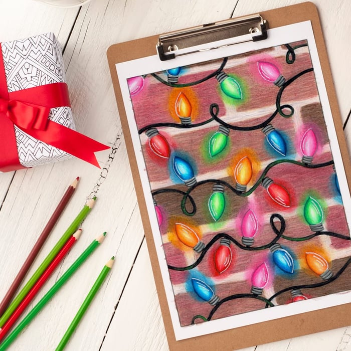 Check out this coloring page from "Coloring Christmas" | Colored by Debbie Schroeder. Get the coloring book at www.sarahrenaeclark.com #christmas #coloringbook