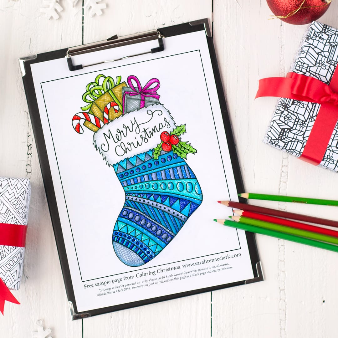 Get this free Christmas coloring page from the "Coloring Christmas" family coloring book. Find more Christmas printables and coloring pages at www.sarahrenaeclark.com