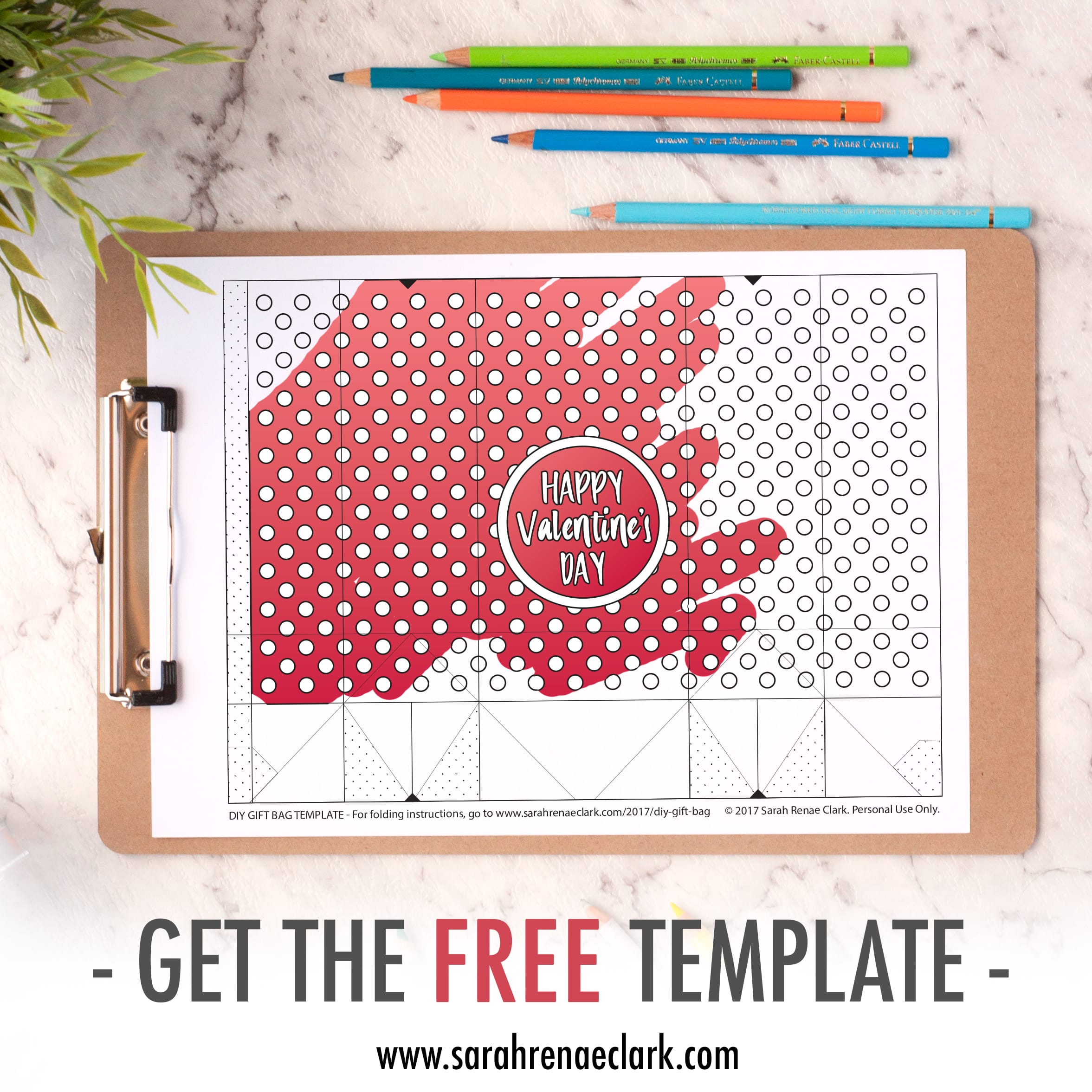DIY Valentine's Day Paper Gift Bags | Free Template and Tutorial | Learn how to make your own cute coloring page paper gift bags - what a great gift idea for Valentine's Day! Watch the video instructions and download your free printable template at www.sarahrenaeclark.com| Valentine's Day Craft, DIY Valentine's Day, DIY paper gift bag, DIY gift bag, Valentine’s Day activity, DIY craft, free craft template, DIY gift bag tutorial, video tutorial, free template, free coloring page, free Valentine’s Day coloring pages, free printable, printable template