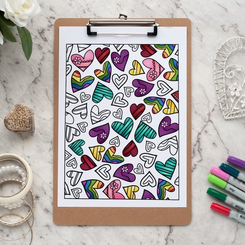 Heart - Adult coloring page | Find more adult coloring pages, coloring books and printable crafts at www.sarahrenaeclark.com | Valentine's Day craft, printable coloring pages, adult coloring pages