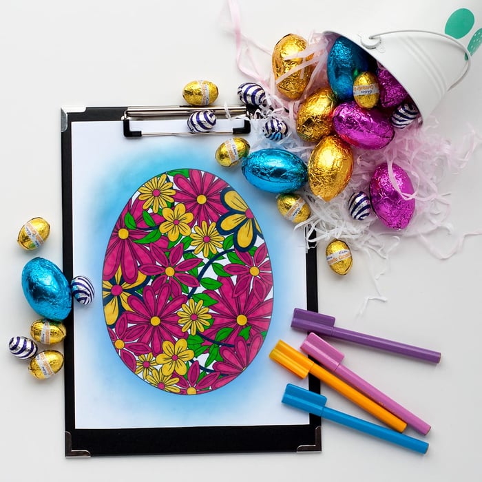 Floral Easter Egg Coloring Page