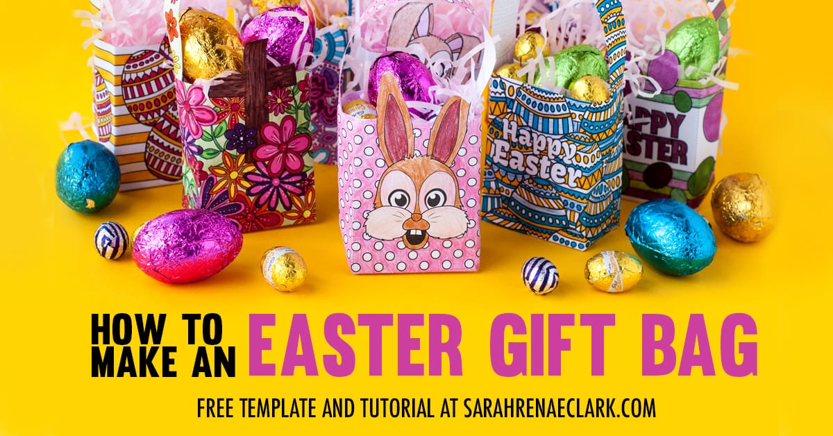 Make your own mini Easter gift bags with this free template and easy tutorial by Sarah Renae Clark. Click to get started! https://sarahrenaeclark.com/2017/mini-easter-gift-bag/