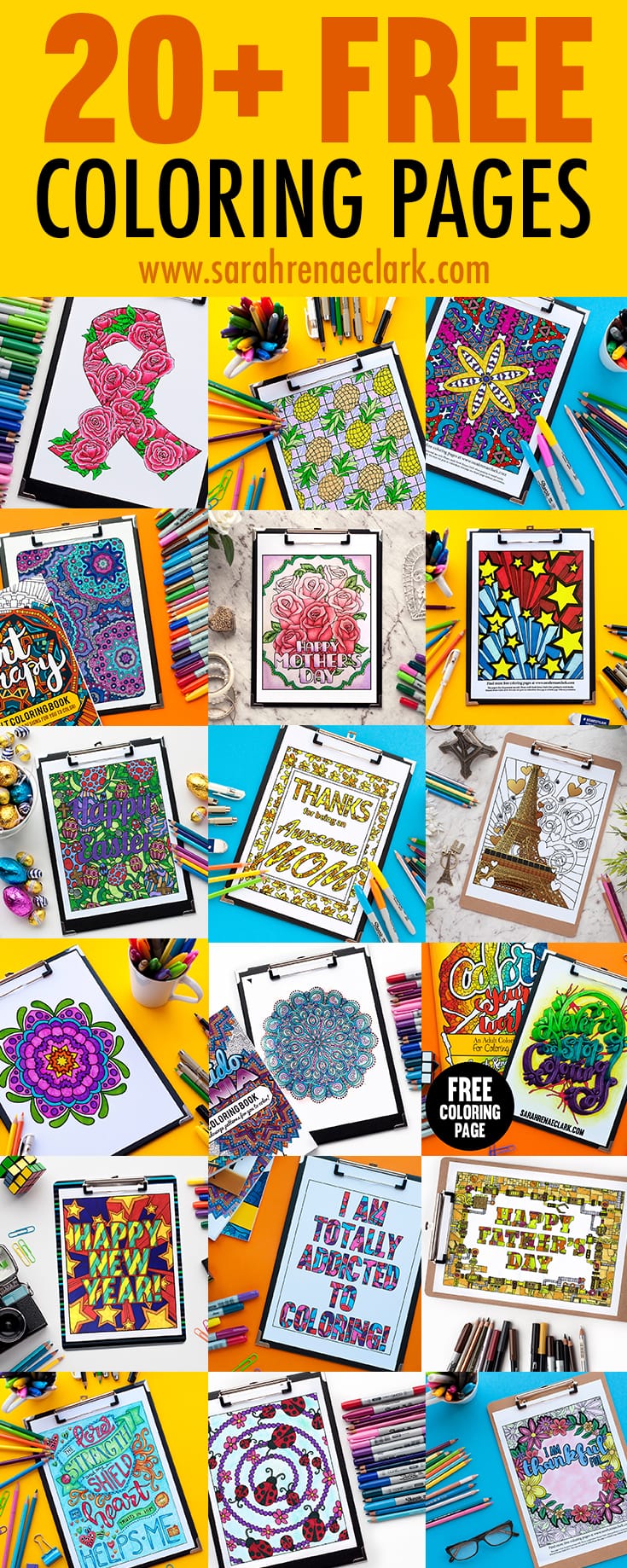 Free adult coloring pages! Get 20+ free adult coloring pages and printables from www.sarahrenaeclark.com | Free coloring pages for adults | Free coloring pages for grown ups | Free grown-up colouring pages | Free seasonal coloring pages