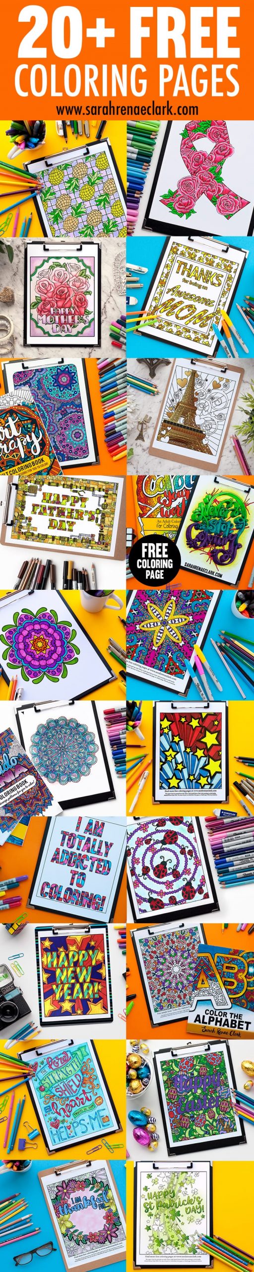 Free adult coloring pages! Get 20+ free adult coloring pages and printables from www.sarahrenaeclark.com | Free coloring pages for adults | Free coloring pages for grown ups | Free grown-up colouring pages | Free seasonal coloring pages