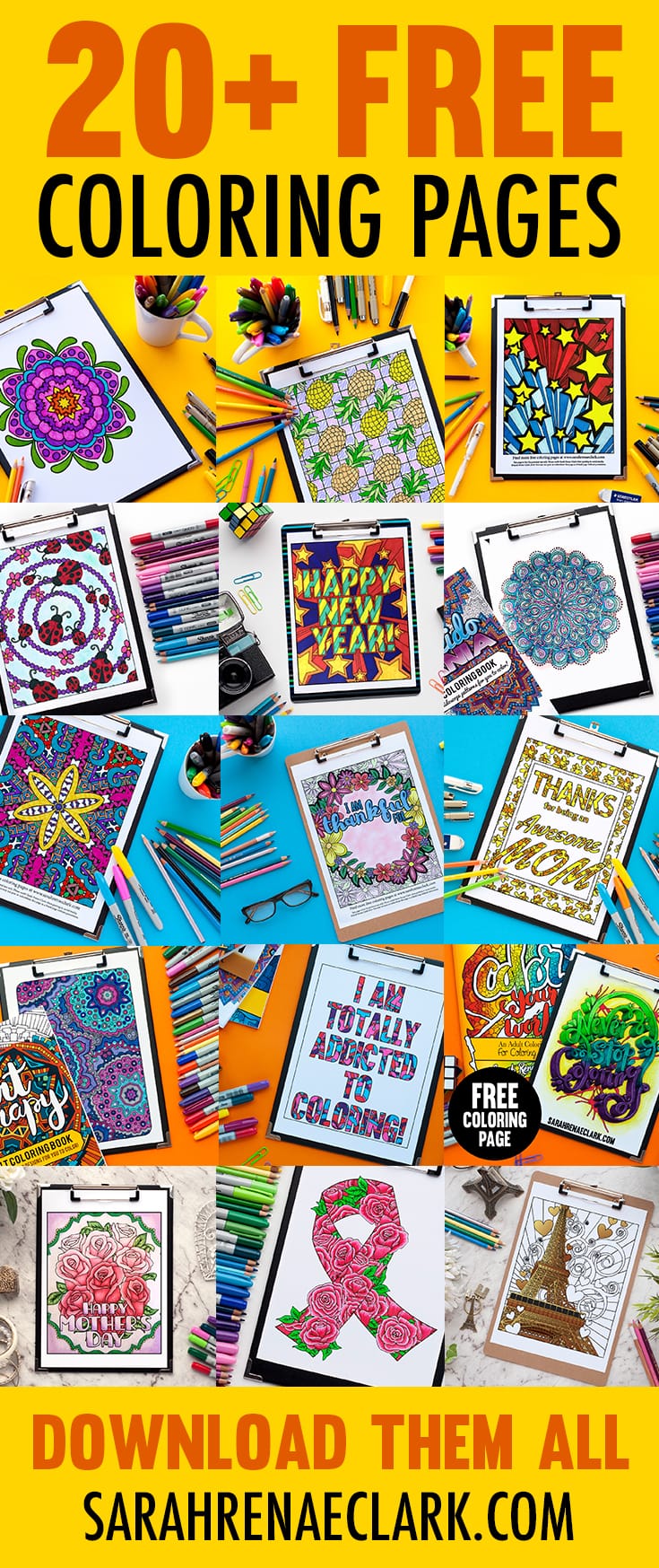 Free adult coloring pages! Get 20+ free adult coloring pages and printables from www.sarahrenaeclark.com | Free coloring pages for adults | Free coloring pages for grown ups | Free grown-up colouring pages | Free seasonal coloring pages