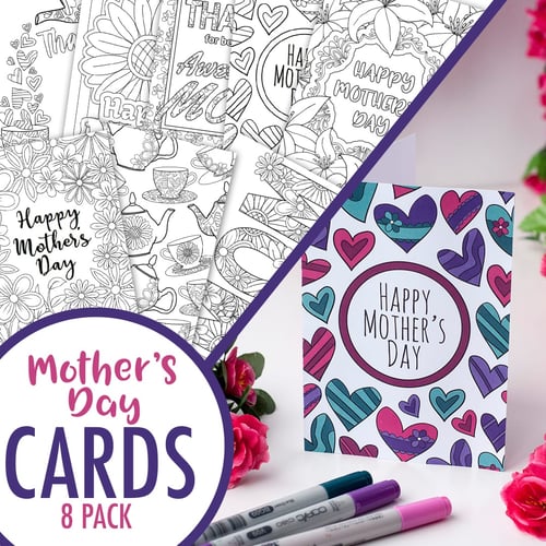 Mother's Day Coloring Cards | 8 Pack
