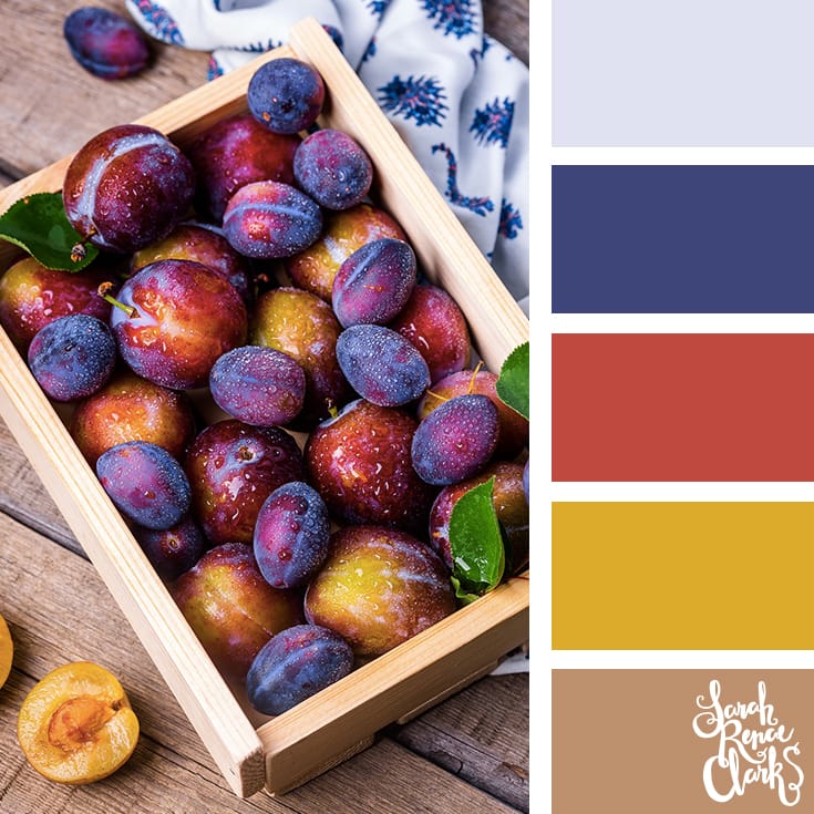 Color-Palette-105-peaches Warm fruits color Inspiration | Click for more color combinations and color palettes inspired by the Pantone Fall 2017 Color Trends, plus other coloring inspiration at http://sarahrenaeclark.com | Colour palettes, colour schemes, color therapy, mood board, color hue