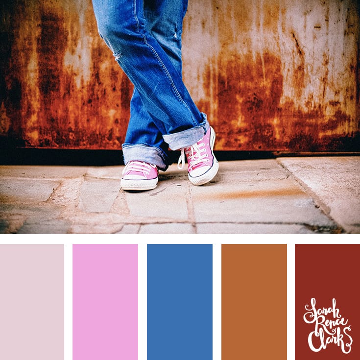 Color-Palette-112-jeans Cute color combo! | Click for more color combinations and color palettes inspired by the Pantone Fall 2017 Color Trends, plus other coloring inspiration at http://sarahrenaeclark.com | Colour palettes, colour schemes, color therapy, mood board, color hue