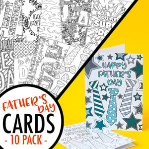 These printable Father’s Day cards are fun to color in and a great way to personalize your Father’s Day gift! Includes 10 printable cards to color in | Find more Father’s Day printables and coloring pages at https://sarahrenaeclark.com/shop/cat/seasonal/fathers-day/