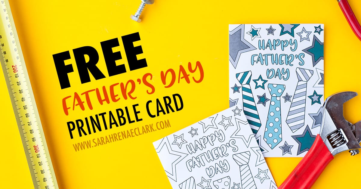 This free printable Father’s Day card is fun to color in and a great way to personalize your Father’s Day gift! This is a sample card from my pack of 10 coloring cards for Father’s Day | Find more Father’s Day printables and free coloring pages at https://sarahrenaeclark.com/shop/cat/seasonal/fathers-day/